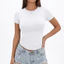 Áo thun PYCOU được trang bị, Áo cổ tròn mềm mại co giãn, Áo Crop top Crop top thoáng khí hợp thời trang