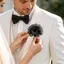 PYCOU Hoa Hồng Corsage, Vải Hoa Vải Tuyn Lưới Cổ Tay Corsage, Màu Đen Ruy Băng Thiết Kế Đeo Hoa Trâm Cài Tiệc Cưới