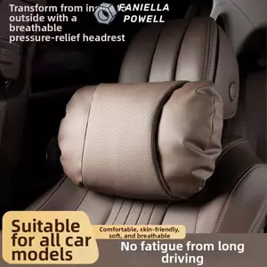 FANIELLAPOWELL Đệm tựa đầu ô tô, Đệm hỗ trợ đầu thoáng khí bằng Cotton, Da Nappa chống dính di động Gối cổ ô tô đa năng Sử dụng du lịch