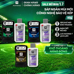 Sáp ngăn mùi cho nam Romano 50g - Khử mùi 72H, lưu hương Ý dài lâu