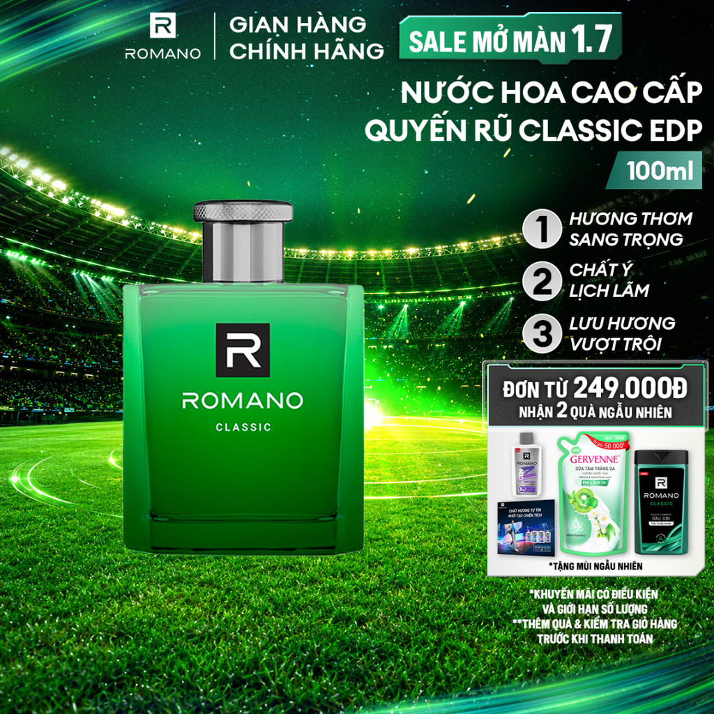 Nước hoa nam cao cấp dành cho nam Romano Classic hương thơm cổ điển mạnh mẽ 100ml/chai