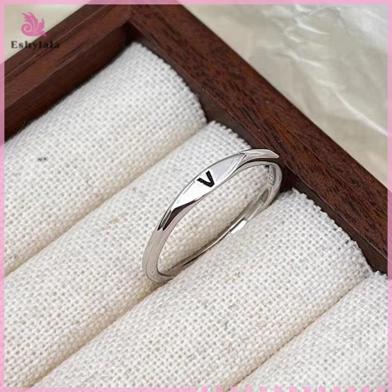 Bạc Thời Trang Hàn Quốc 26 Chữ A-Z Mở Nhẫn Nam Nữ Nhẫn Cặp Đôi Quà Tặng Trang Sức [MỚI]