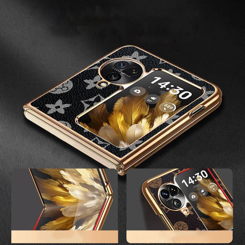 Ốp YJD Cho OPPO Find N3 Flip N2 Flip Thời Trang Cổ Điển Thời Trang Da Mạ Điện Cạnh Chống Rơi Vỏ Điện Thoại
