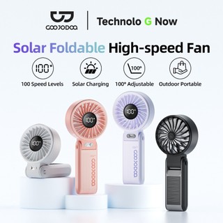 Quạt Goojodoq 4000mAh tốc độ cao Năng lượng mặt trời Quạt cầm tay Turbo100 Gear Wind có thể gập lại