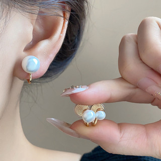 Retro Ngọc Trai Cuộn Dây Tai - Thời Trang Tinh Tế, Kẹp Tai Đơn Giản Sang Trọng