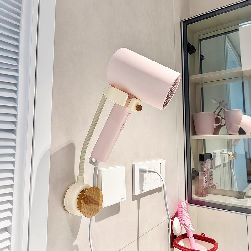 Giá đỡ máy sấy tóc rảnh tay Lưu trữ dây tiện dụng Dụng cụ tiện dụng Kệ vệ sinh không đục lỗ Giá để đồ treo tường