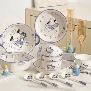 Hoạt Hình Dễ Thương Bộ Đĩa Đĩa Hộ Gia Đình Bát Gốm Cặp Đôi Sáng Tạo Mì Ăn Liền Bát Gốm Bộ Đồ Ăn