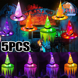 [Đến 3-5 ngày] Mũ ma có răng cưa Halloween có đèn LED | 1 / 5 Chiếc Mũ Dự Tiệc Phát Sáng Cho Trang Phục, Trang Trí Cây & Tiệc Chủ Đề Phù Thủy - Có 5 Màu Tùy Chọn