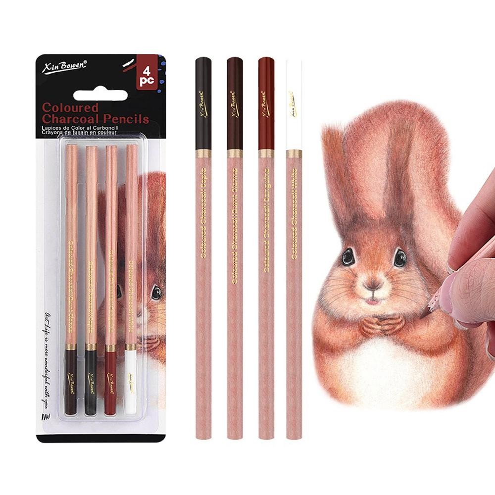Bộ bút chì màu phác thảo 4 mảnh & bút chì than mềm / vừa / cứng - đồ dùng nghệ thuật cho học sinh, Lý tưng đồ vẽ & phác thảo
