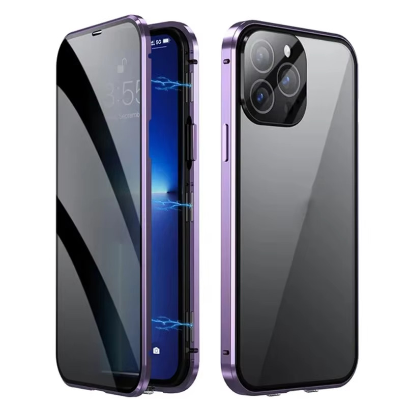Ốp hấp phụ từ tính bảo mật chống nhìn trộm kính đôi cho IPhone 17 16e 15 14 13 Pro Max 16Plus có nắp bảo vệ ống kính máy ảnh