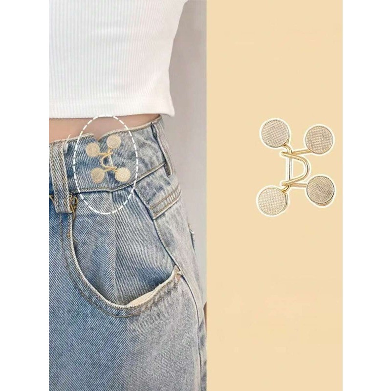 1 Bộ Quần Eo Cincher Nút Kim Loại Có Thể Tái Sử Dụng, Thích Hợp Cho Quần Jean Và Váy
