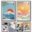 Núi Phú Sĩ Sunrise Sóng Canvas In Hokusai Sóng Khổng Lồ Cho Phòng Khách Hiện Đại Trang Trí Nhà