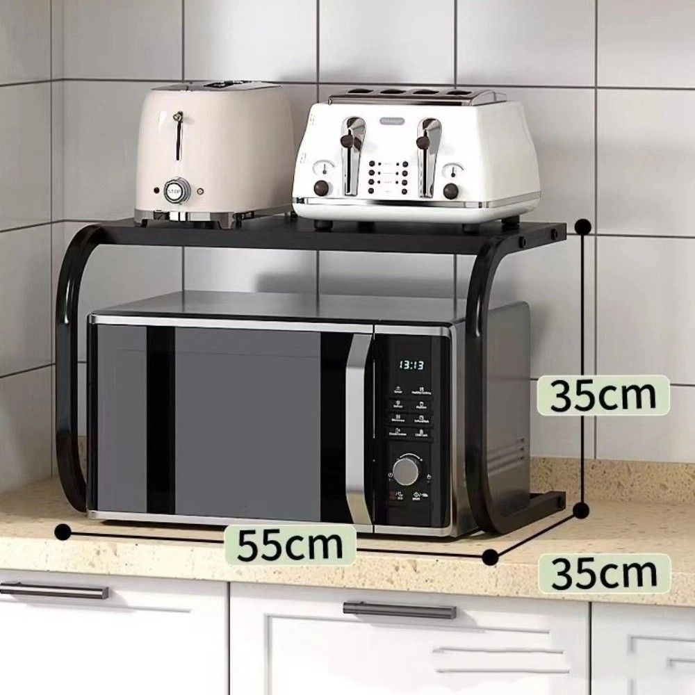 Giá lò vi sóng MARGREDY, Giá đựng đồ nhà bếp hai lớp đa chức năng, Giá sắp xếp mặt bàn kim loại tiết kiệm không gian dày dặn Tổ chức đồ dùng nhà bếp