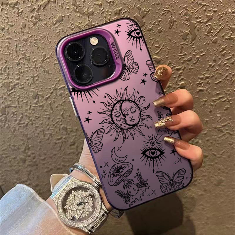 Dành Cho iPhone 11 16 15 Pro 17 Max 16e 14 11 12 13 15 Pro XR XS Max X 7 8 Plus SE2022 Phác Thảo Graffiti Mắt Mặt Trời IMD Matte Cứng Chống Sốc