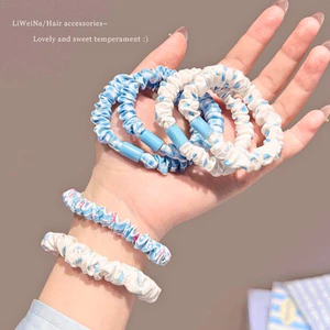 Dây buộc tóc nơ cherry thêu đỏ kẻ sọc, set đôi dây chấm bi vintage hàn quốc cho bạn gái