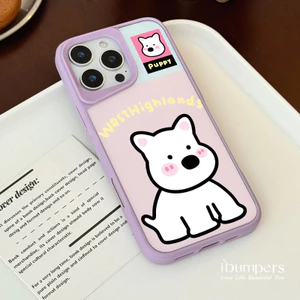 Ibumpers Dễ Thương Màu Hồng Tím Tím Puppy Họa Tiết Trong Suốt Ốp Lưng Điện Thoại iPhone 12 13 14 15 16 Pro Max Cứng Acrylic Chống Sốc