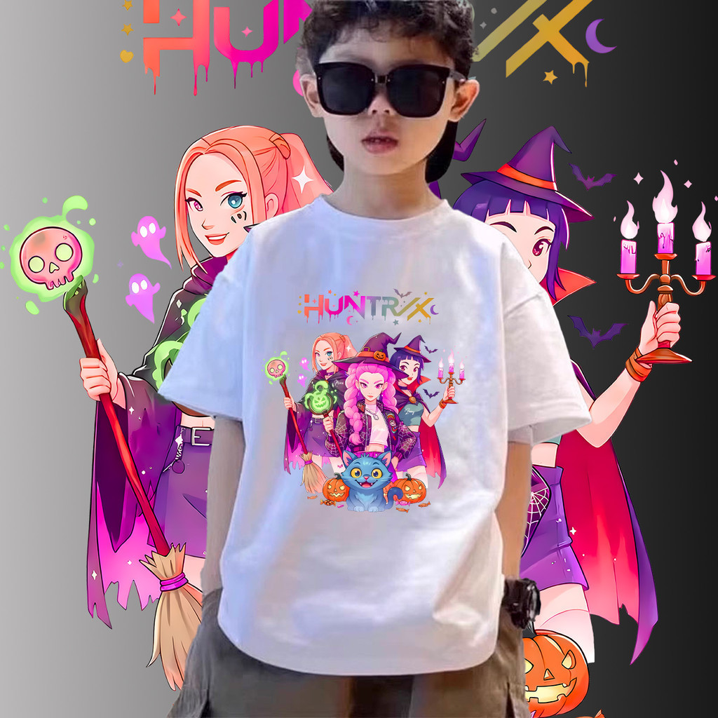 Áo thun thợ săn quỷ Kpop dành cho trẻ em Huntrix Mira Rumi Joey giản dị và đa năng