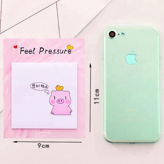 Giấy ghi chú - giấy note hình bé heo hồng 9x11cm (xấp 20 tờ)