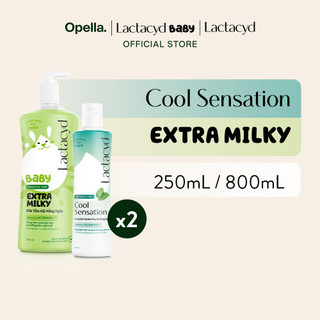 Bộ Sữa Tắm Gội Trẻ Em Lactacyd Baby Extra Milky Size Jumbo 800ml + Chai DDVS Phụ Nữ Lactacyd Cool Sensation 250ml