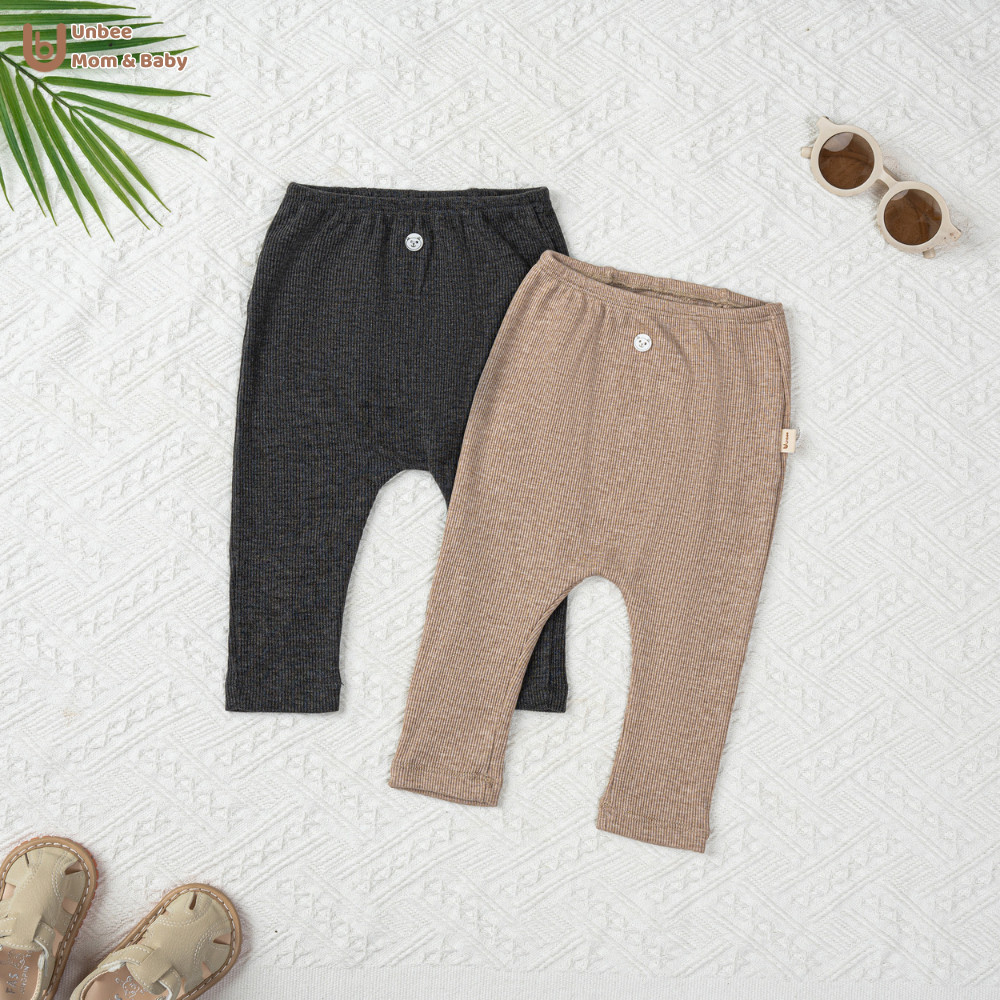 Set 2 quần thu đông đính cúc UNBEE chất liệu tăm lông thỏ - quần dài cho bé trai bé gái