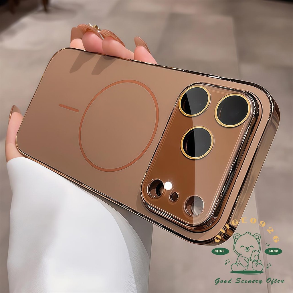 【 Ốp lưng iPhone17 】 Vỏ điện thoại từ tính mờ AG mạ iPhone17 Pro Max 16 15 14 13 12 cho vỏ iPhone Vỏ mềm silicon TPU chống sốc