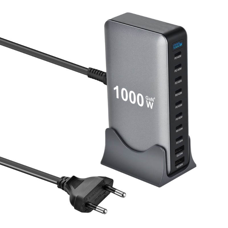 GODD 1000W Gans PD Sạc Nhanh 10Port Trạm Sạc Nhanh Chất Liệu ABS Bộ Chuyển Đổi Nguồn Đa Thiết Kế Độ Bền