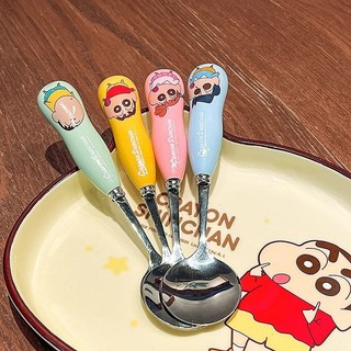 Tay Cầm Gốm Crayon Shin-Chan Hoạt Hình Hộ Gia Đình Bộ Đồ Ăn Nĩa Thìa Bộ Dễ Thương Cho Bé Đũa Bộ Thìa Giá Trị Cao UA0B