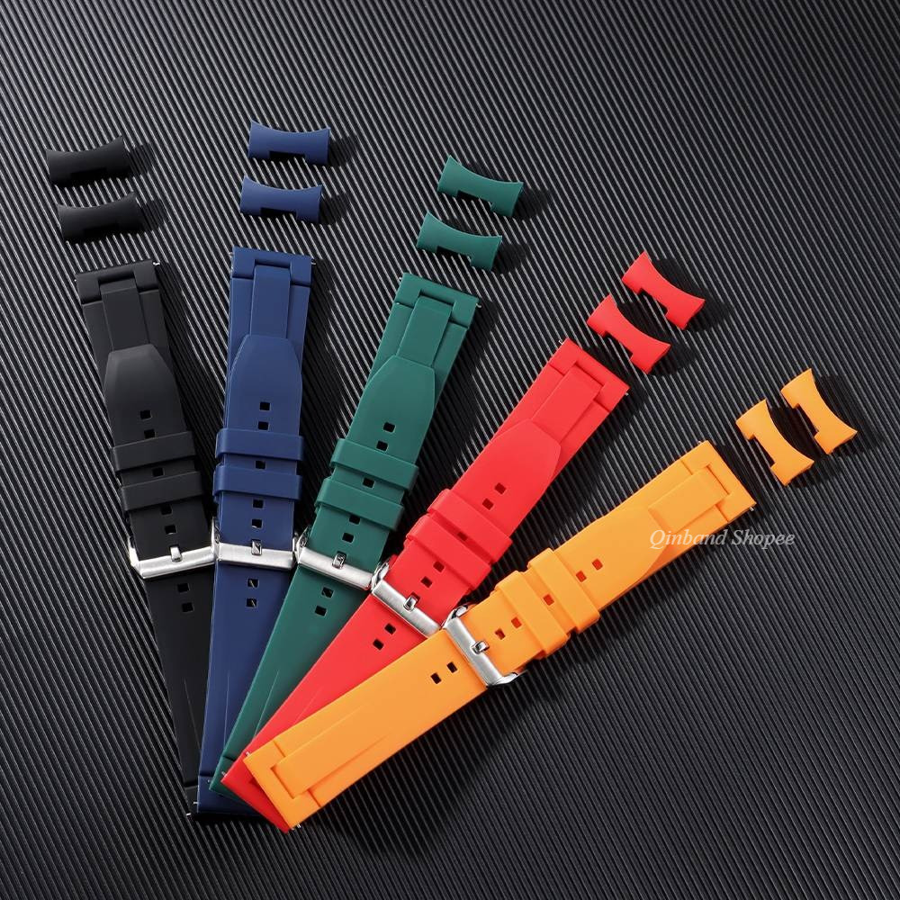 Dây đeo đồng hồ cao su FKM Fluoro cong 2 trong 1 cho Seiko 5 Diver Oyster Arc Flat End Silicone Watchband Sea Master Tuna Samurai 20mm 22mm Vòng đeo tay nam nữ