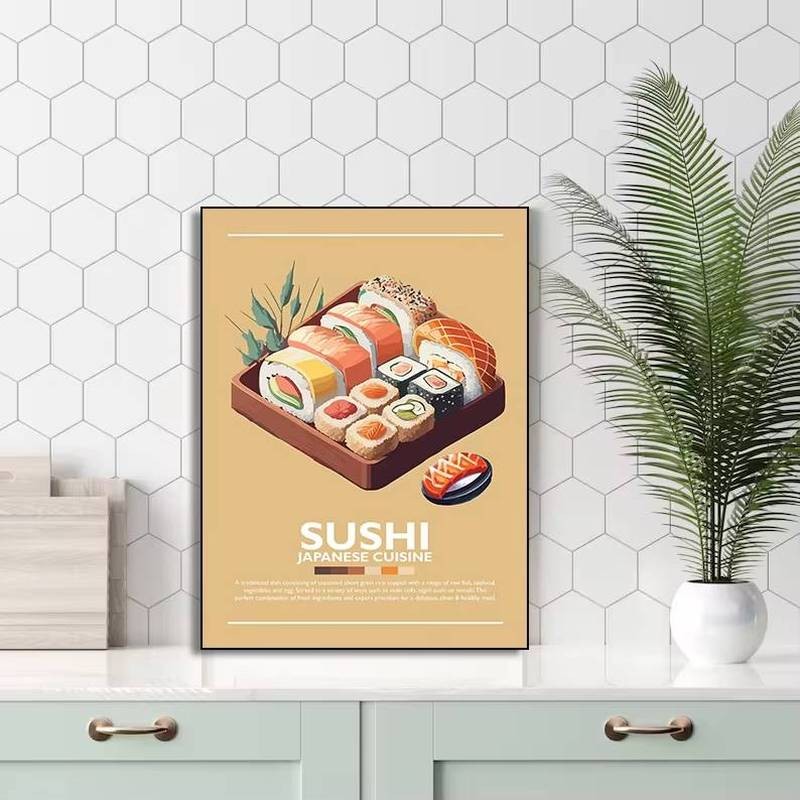 Bộ sưu tập nhà bếp Nhật Bản Áp phích in hình Canvas Hình ảnh trang trí nhà bếp và phòng ăn Nghệ thuật treo tường không khung hiện đại