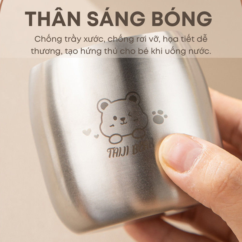 Ly Inox 304 Cho Bé 2 Lớp Cách Nhiệt Chống Nóng KOOBEE - Cốc Uống Nước An Toàn Thực Phẩm Dễ Thương 130ml | 333