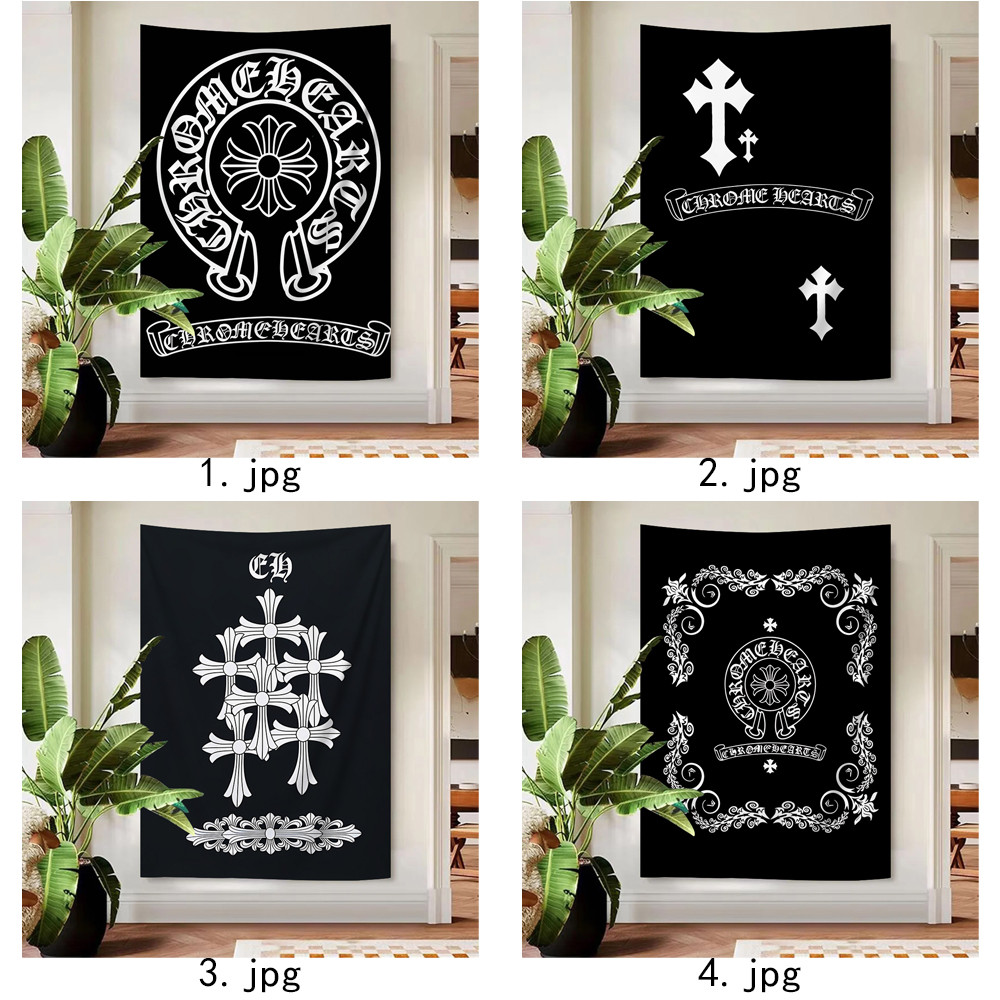 Tấm thảm treo tường Logo Chrome Hearts có kẹp Tấm thảm Polyester Trang trí nội thất