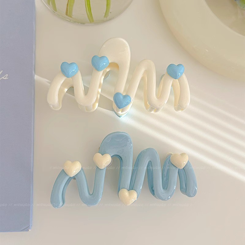 Kẹp Tóc Sóng Trái Tim Acrylic - Kẹp Tóc Nữ Cho Nữ Và Bé Gái