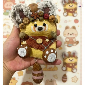 Mặt dây chuyền búp bê Raccoon Vine Pod dễ thương - Trang trí treo ô tô cho gian hàng sáng tạo văn hóa