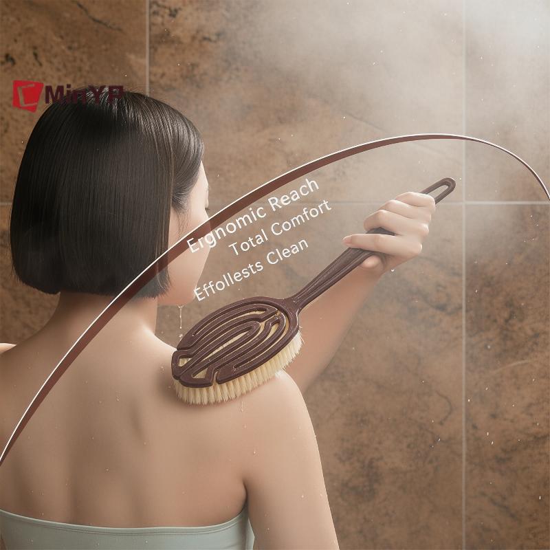 CMinYP 1 Cái Bàn Chải Massage Toàn Thân 2 Trong 1 Tay Cầm Dài Ba Chà Lông Dừa Tự Nhiên Ướt Khô Bàn Chải Tắm Glory