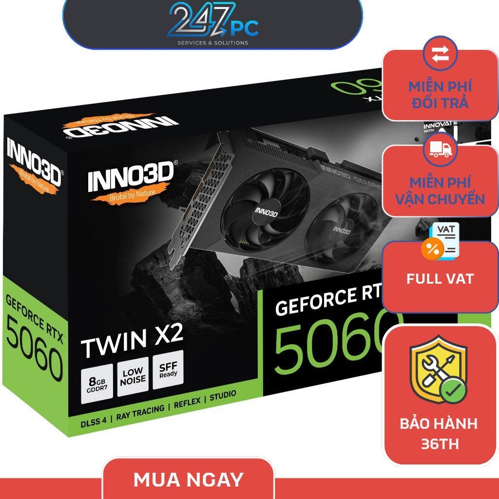Card Màn Hình INNO3D GeForce RTX 5060 TWIN X2 8G GDDR7  - NEW - Bảo hành 36 Tháng | BigBuy360 - bigbuy360.vn