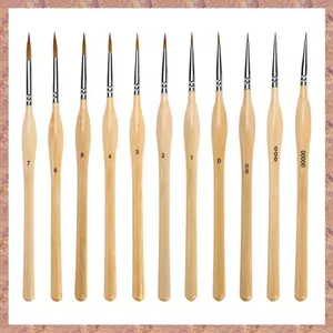 Bộ 11 Bàn Chải Sơn Thu Nhỏ Chi Tiết Bàn Chải Sơn Tóc Nylon Cho Dầu, Acrylic, Màu Nước Và Gouache (R F C V)