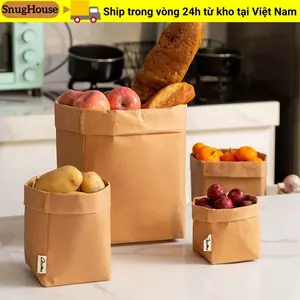 Túi giấy Kraft SNUGHOUSE, Túi đóng gói vuông dày dung tích lớn, Túi lưu trữ tái sử dụng chống thấm nước chất lượng cao tại nhà