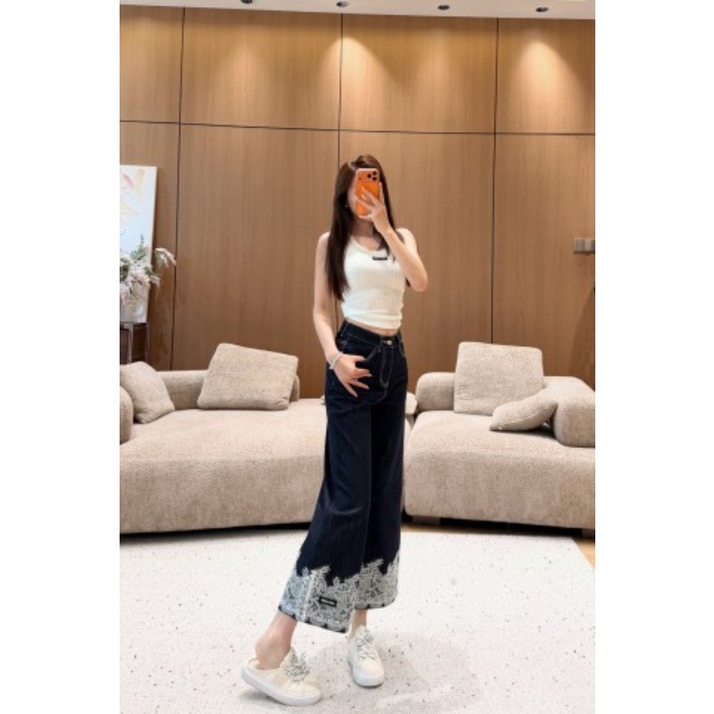 Quần jean Denim Capri viền cao cấp mới dành cho nữ
