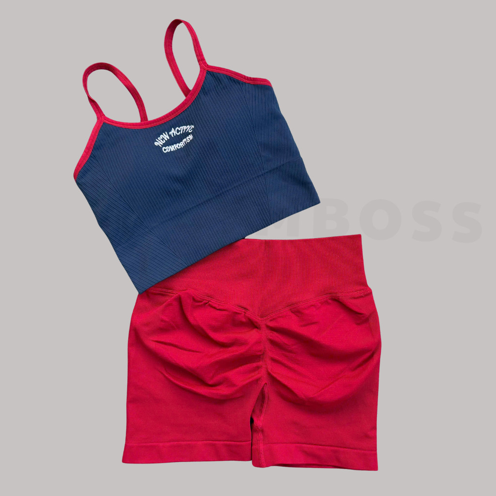 Bộ quần áo tâp gym,yoga,Chất dệt kim 10% elast dày dặn tôn form quần cạp cao + áo lưng kín,mút liền GB264