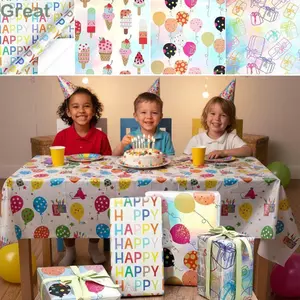Giấy gói quà TUYỆT VỜI, Giấy đóng gói chúc mừng sinh nhật rộng 43cm, Phụ kiện sáng tạo Họa tiết hoạt hình Giấy thủ công nhiều màu Đồ dùng lễ hội