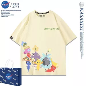NASA Pikmin Anime Vàng Pikmin Áo Thun Nam Mùa Hè Tay Ngắn Khớp In Quần Áo In Màu Xanh Pikmin