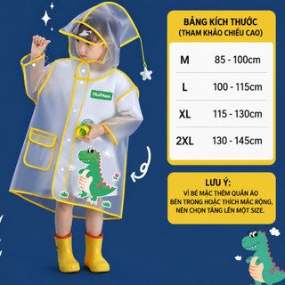 Áo mưa trẻ em EVA dày chống nước, họa tiết khủng long dễ thương