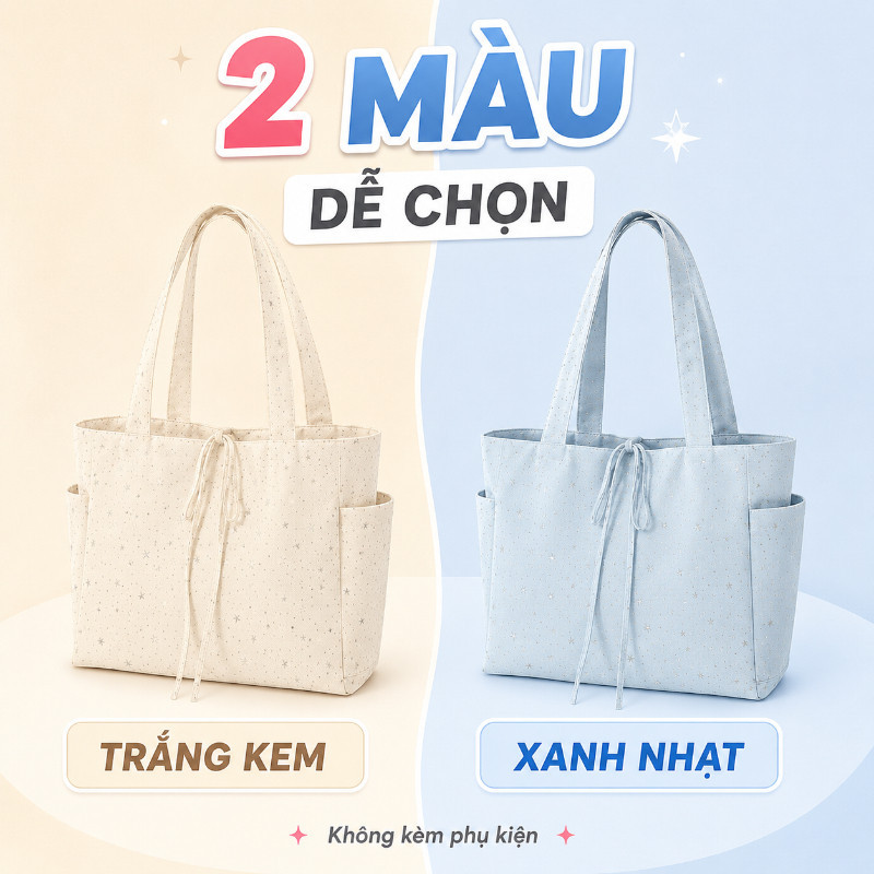 Túi Tote Canvas Sao Lấp Lánh - Tuyên Ngôn Thời Trang Cá Tính, Phong Cách Hàn Quốc Trẻ Trung, Đi Học Đi Làm Đều Chất