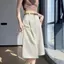 Quần short ống rộng bằng vải lanh lụa băng dành cho nữ mùa hè mỏng phong cách mới eo cao mỏng hơn Nhìn chữ a phù hợp với quần rộng năm điểm Mi