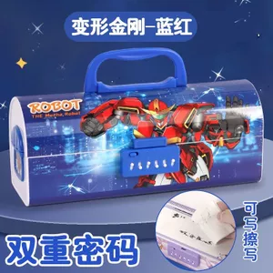 Hộp đựng văn phòng phẩm mật khẩu di động cùng phong cách Khóa mật khẩu đôi công nghệ cao Lớp 1 đến 6 Hộp đựng bút chì bé trai bé gái Phong cách mới 260616
