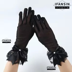 IFASIN 1 Đôi Găng Tay Cưới Cô Dâu, Lưới Thoáng Khí Nữ Ren, Thanh Lịch Gợi Cảm Găng Tay Tulle Đầm Dự Tiệc
