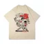 Anime cổ điển Nhật Bản in hình quyền anh giản dị cặp đôi tay ngắn 200GSM Áo thun Cotton cao cấp 100% dành cho nam và nữ dáng rộng vừa vặn