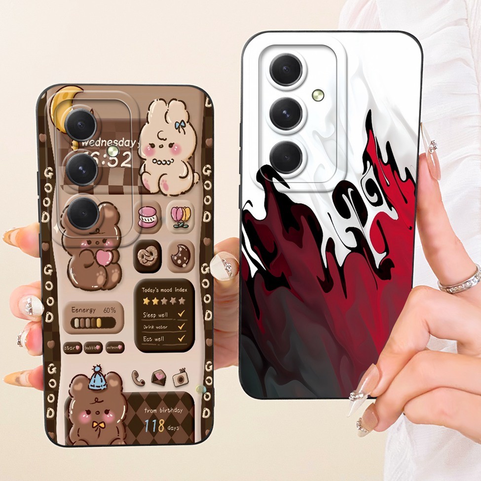 Dành Cho Samsung S24 5G SM-S921B SM-S9210 Dành Cho Samsung Galaxy S24 5G Vỏ Mèo Dễ Thương Thời Trang Sang Trọng Tình Yêu Ngộ nghĩnh Sơn Silicon Cover