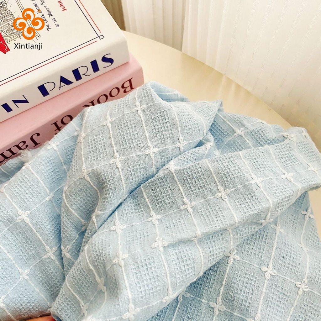 Waffle Jacquard DIY Vải Cotton Polyester Cho Búp Bê Quần Áo Nữ Đầm May Chất Liệu Túi Xách Tóc Scrunchies