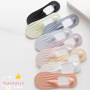 TOPTOOLCX 1 Đôi Tất Thuyền, Miệng Nông Mỏng Thoáng Khí Vô Hình Tất Ngắn, Chống Trơn Trượt Màu Trơn Traceless Ice Silk Tất Cho Mùa Hè